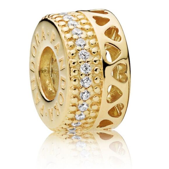 Retired Pandora Shine Heart of Pandora Spacer with Clear Zirconia - 767415CZ - Picture 1 of 7